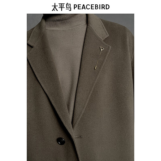 PEACEBIRD Men's Cashmere Blended Fabric Loose Casual Coat Fashion B1AAE4B05 Brown 1 L
