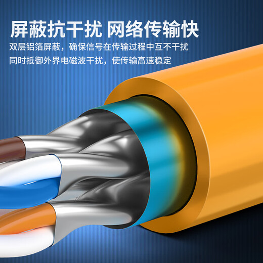 Akihabara (CHOSEAL) Category 6e double shielded network cable CAT6A 10G anti-interference and attenuation pure copper engineering home improvement network broadband cable orange 100 meters QS2669CT100
