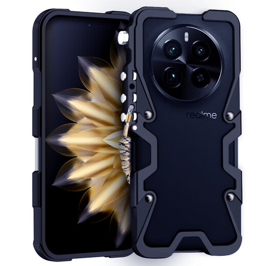 龙岂 realme真我GT2Pro手机壳防摔全包真我GTneo5se保护套全金属边框定制外壳gt5Pro散热RMX3888铁壳男 真我GT5 Pro 机械臂边框：黑色