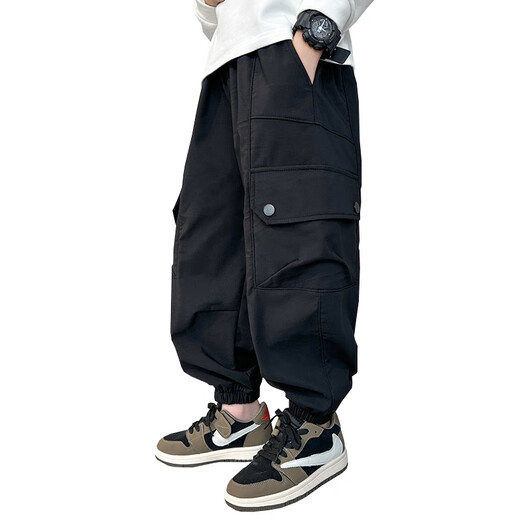 
MCDV boys' pants Spring and Autumn 2024 new spring clothes big children's sports pants children's black work pants handsome spring trend 15052 brown color [Spring and Autumn style - fried street work pants] 130cm (130cm)