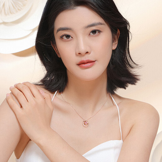 Chiba Jewelry 18K Gold Ruby Diamond New Pendant Star and Moon Pendant Colorful Gold Pendant as a Birthday Gift for Your Girlfriend 18K Gold Pendant