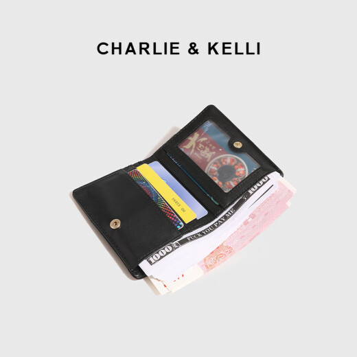 CHARLIE&KELLI CK品牌包包女包小众设计菱格简约薄款手拿女士2025新款钱包短款 黑色