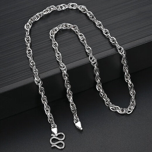 Fat Donglai's same platinum necklace men's pt999 new PT950 men's bag 999 silver men's plain chain is light and luxurious, pt210 leading melon seed chain, about 6mm55cm, weight about