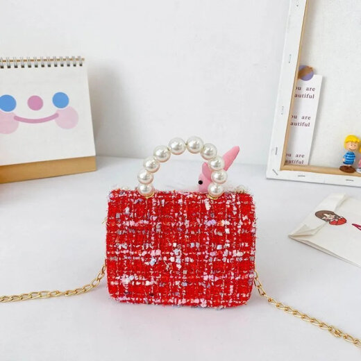 Wei Shilian [same as Tik Tok] 2024 new fashionable princess handbag Internet celebrity little girl mini versatile crossbody bag 9756 white flowers and red