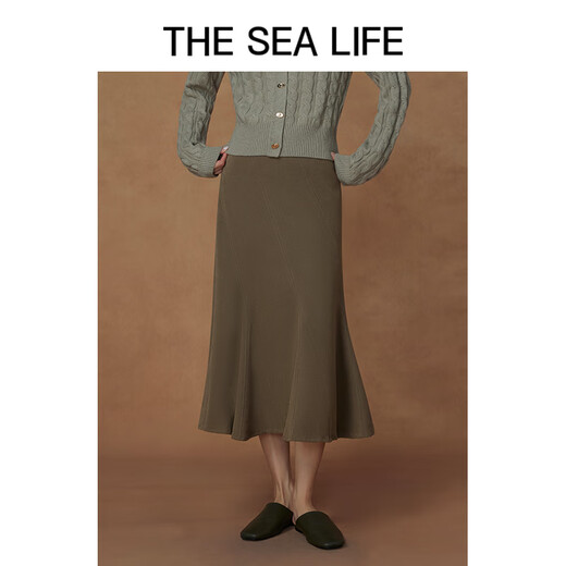 THE SEA LIFE欧海一生 半身裙女24秋冬休闲法式优雅浪漫舒适鱼尾半身裙B13116 茶色 S