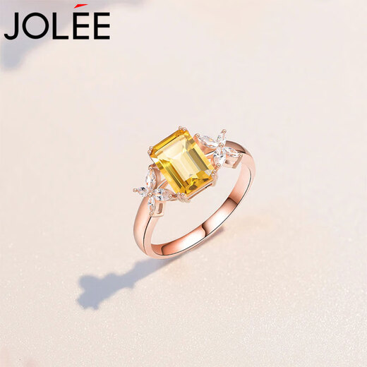 JOLEE ring S925 silver citrine ring colored gemstone light luxury one-size-fits-all jewelry gift for women, one item and one certificate