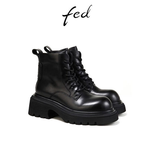 Alimentado botas de martin de cuero genuinas para mujeres en invierno nuevas botas para mujeres Tacas gruesas botas de motocicleta negra para mujeres D1105-YA930 Negro 36