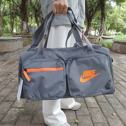 耐克（NIKE）手拎包男包女包新款健身包桶包行李包大容量斜挎包运动旅行单肩包 BA6169-084/烟灰/荷兰橙 MISC