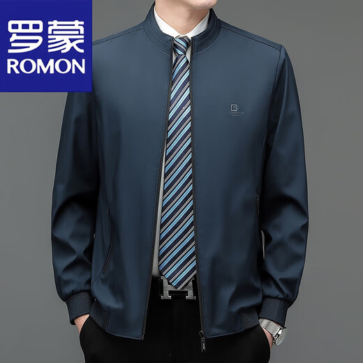 Romon Men's Jacket Stand Collar Chaqueta Camisa 2025 Spring and Autumn Midder Middle-Eding Ropa de primavera de primavera Solid Color Top Clothing W-9901 Gray M 170- [Peso recomendado 90-120 Jin [Jin es igual a 0.5 kg]]]