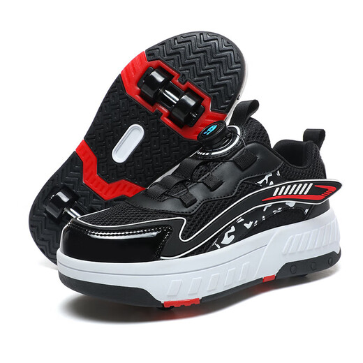 Sembosk Rambling Shoes de Sembosk Niñas 25 zapatos nuevos para niños nuevos zapatos Polea de la polea Internet Botón giratorio Patinaje de hielo zapatos deportivos infantiles 898 Ravas de cuatro ruedas Rosa Tamaño 35