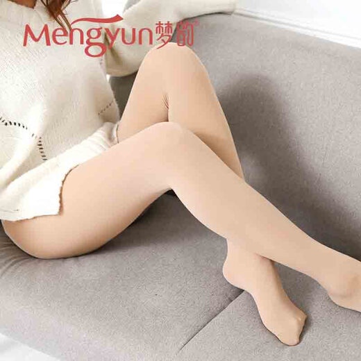 梦韵天鹅绒丝袜女春秋加厚款耐磨防脱丝连裤袜加档性感显瘦打底袜6169 2号肤色（光腿肤） 均码