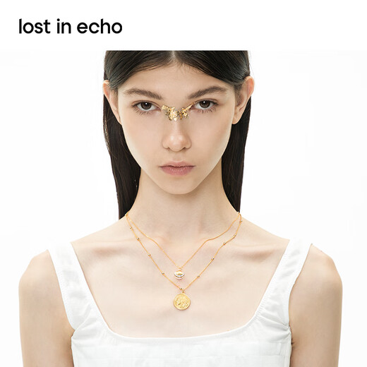 Lost in echo Chinese Valentine's Day gift Yang Zi's same original baroque pearl gold coin necklace set niche light luxury gift gold coin necklace
