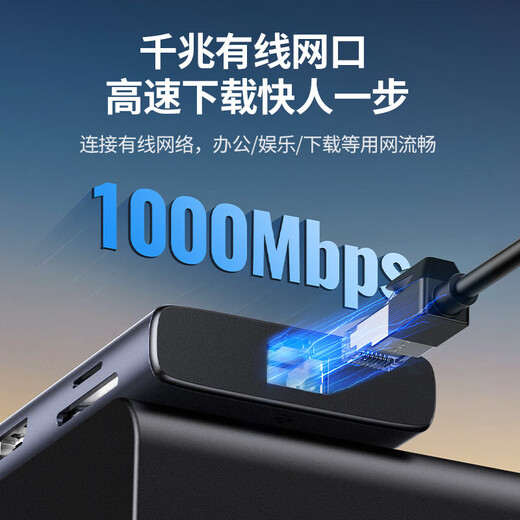 绿联（UGREEN）CM639 Type-C拓展坞 9合1 4屏异显 双HDMI 8K 15534 15602 15770 CM639-15770 TypeC拓展坞 7合1