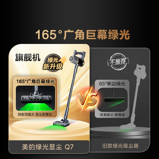 Midea vacuum cleaner household wireless Q7 handheld vacuum cleaner green light dust display car-mounted suction force Midea removal and dust removal machine lightweight [National subsidy]
