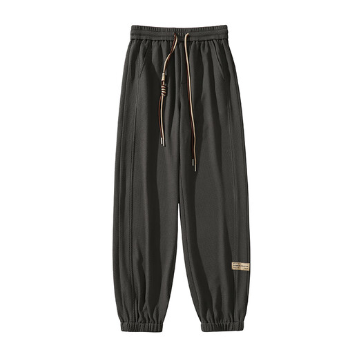 Fettgröße geschnittene Hosen für Männer Ins Modemarke Herbst Dünne lose Beinhosen Waffelhosen Freizeithosen Männer K1049 Black 3xl [170-190jin [Jin gleich 0,5 kg]]