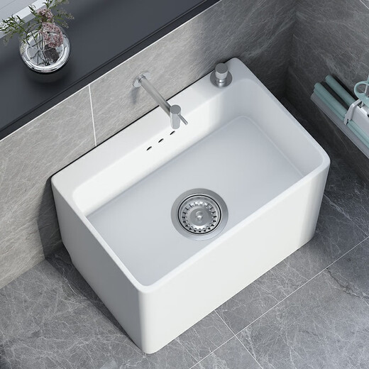 Bailey's ceramic mop pool household balcony basin integrated rectangular heightened bathroom wash mop pool with faucet sink B165 Taiwan control (57*38*41)