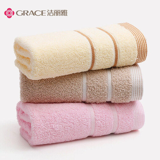 洁丽雅（grace） 洁丽雅新疆棉毛巾纯棉全棉A类洗澡家用洗脸帕成人男女加厚毛巾 7375驼+7375米