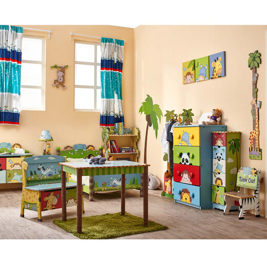 
FANTASY FIELDS BY TEAMSN Wooden furniture book shelf Picture book shelf Toy shelf Retractable bed sorting cabinet Storage furniture jungle series Three-layer storage rack TD-12799A