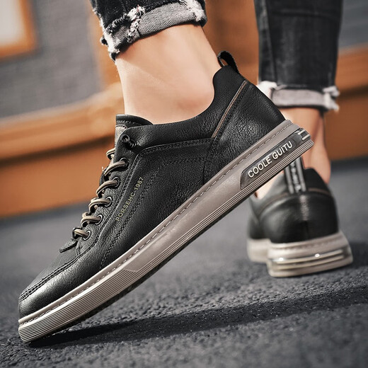 TEWEIWEI men's shoes spring and summer new shoes men's leather sports casual shoes men's trendy moral training sneakers spring and autumn 1987 white [single lining] 43