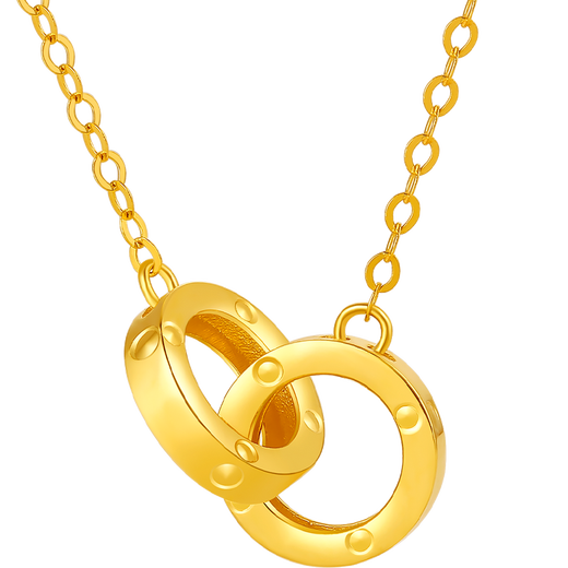 Saturday blessing 18K gold necklace women's interlocking necklace birthday gift yellow 18K gold about 0.85g-40+5cm