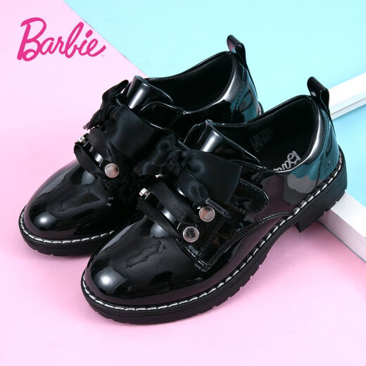 Barbie BARBIE children's shoes autumn children's shoes princess style spring and autumn single leather casual girls' small leather shoes 3120 black size 32