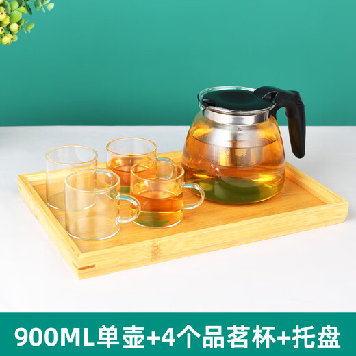 The suitable tea bar machine glass kettle household water dispenser high temperature resistant teapot universal insulation pot 12004L 1200ML+4 tea cups + tray