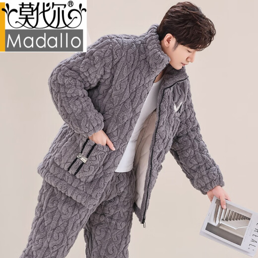 Modal's New Men's Autumn and Winter Pajamas de algodón de algodón de algodón de algodón de terciopelo de algodón de algodón de terciopelo de algodón de terciopelo