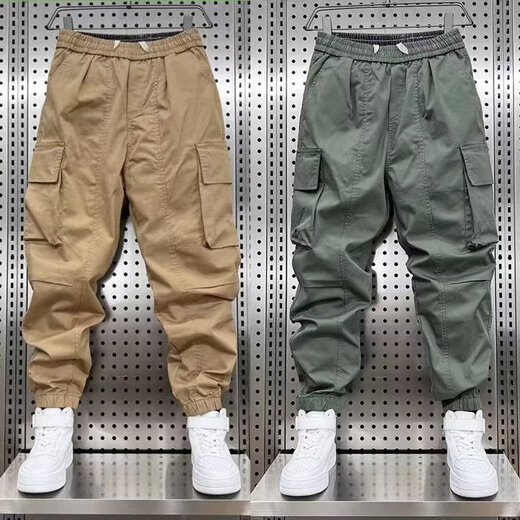 Jiaye trabaja con pantalones de trabajo informales resistentes al desgaste para los pantalones de moda de celebridades de Internet masculinos Pantalones de bolsillo deportivo Pantalones Khaki 2XL [125-145Jin [Jin equivale a 0.5 kg]]