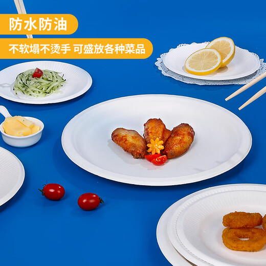 SHUANG YU disposable plates 9 inches * 30 biodegradable paper plates paper plates waterproof and oil-proof barbecue discs picnic supplies