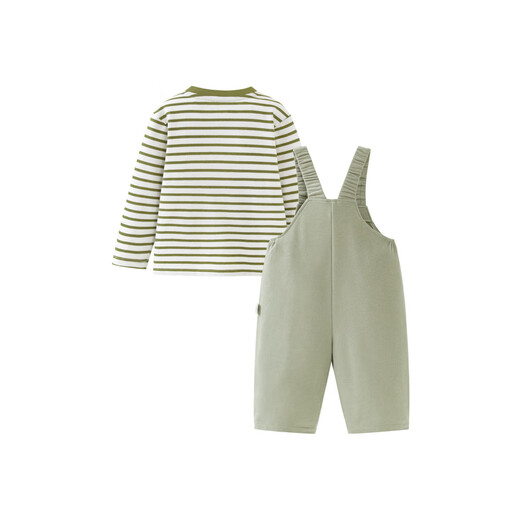 Mini Bala overalls two-piece set for boys and girls, cotton soft and stylish fashion T-shirt knitted earth gray green 40924 110