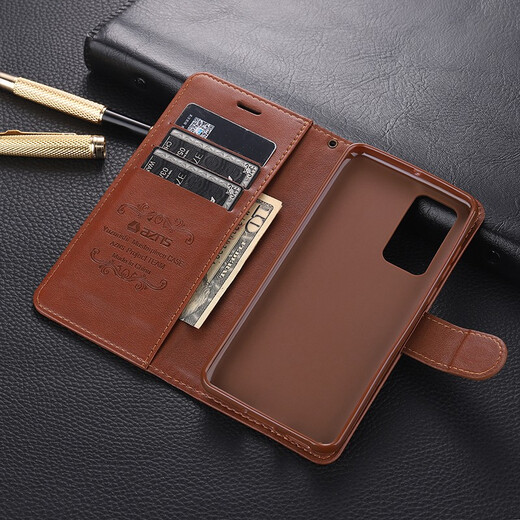Yazunshi Huawei P40Pro mobile phone case flip P40 leather case P40Pro protective cover anti-fall all-inclusive men's and women's wallet model brown P40Pro