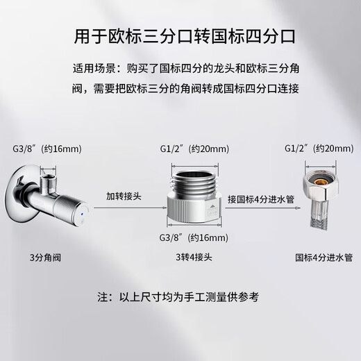 Leijing (Nomona) Leijing Todo cobre Cable interno de 3 minutos Adaptador de alambre exterior Europeo Accesorios de cambio de diámetro de la válvula de ángulo estándar 3-4 Conjunta 0324 3881L01 3-4 Junta One One