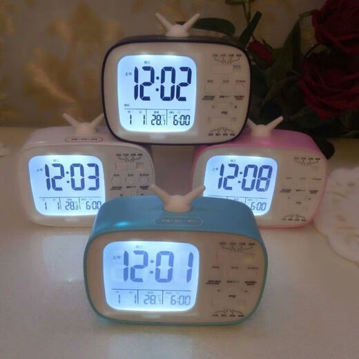 春生秋收报时器 老人多功能盲人语音报时闹钟床头闹钟多功能和旋音乐老人 9905蓝色
