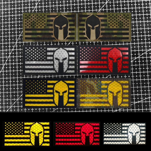 Punisher Spartan Embroidered Velcro Armband Warrior Embroidered Badge Tactical Morale Badge Outdoor Backpack Decorative Helmet Sticker United States Black White Reflective 9*5CM