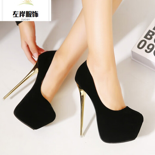 Hentian Tall Transvestite Cross-dressing Sexy Men's Cross-dressing High Heels YP Black Sandals 17cm 166-30 42