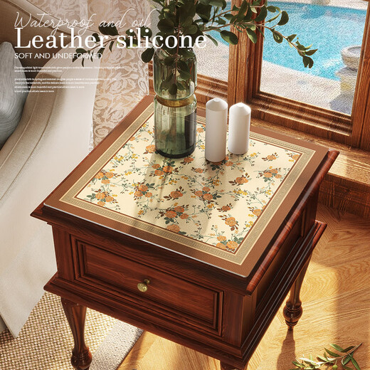 Jinko American bedside table cushion cover cloth edge square towel light luxury waterproof, oil-proof, anti-scalding, no-wash leather tablecloth dust cover Natalie sheepskin pattern anti-fouling mat 120*120cm