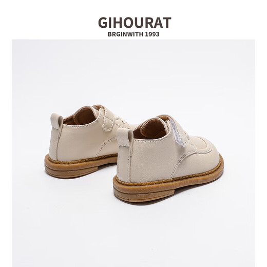 Chino Mouse Official Authentic Children's Toddler Shoes 1-3 Years Old Soft Soled British Style Small Leather Shoes for Boys and Girls Baby Shoes Beige 19 Inner Length 13.5cm