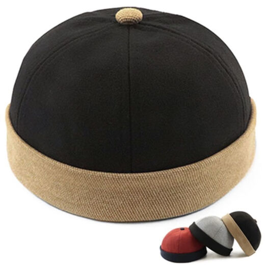 Fun Landlord Hat Men's Spring and Autumn Melon Skin Hat Men's Landlord Hat Women's Trendy Brand Middle-aged and Elderly Retro Hip-Hop Noble Flip-Flip Yuppie Hat Watermelon Hat 15831 Dark Blue Can Adjust (56-60CM)