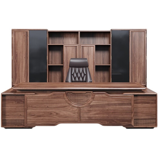 TONGTA brand light luxury solid wood boss desk office desk simple modern new Chinese style executive desk ebony wood furniture president table 2.2 meters ebony wood boss table