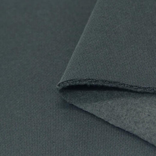 Youchuang thickened cotton knitted fabric fleece warm pure cotton plus fleece autumn and winter suit sweatshirt clothing fabric rice price blue gray