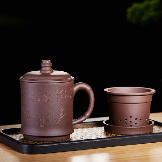 Zun Pot Yixing Zisha Cup Handmade Tea Set Tea Cup with Filter Liner Tea Water Separation Cup Large Capacity Water Cup Tea Cup
