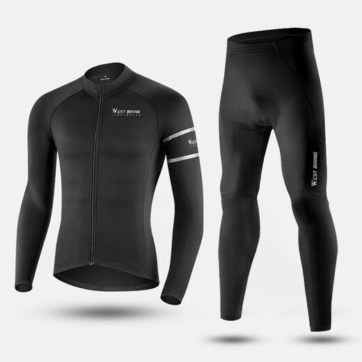 WestBiking Cycling Suit Fleece Warm Long Sleeves Long Pants Autumn and Winter Outdoor Cycling Sportswear for Men and Women Obsidian Black - Fleece Cycling Suit Autumn and Winter Warmth L