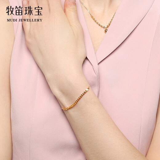 MUDI 18K gold bracelet for women gold half phoenix tail color gold simple rose gold hand jewelry lover gift for girlfriend as a souvenir K yellow