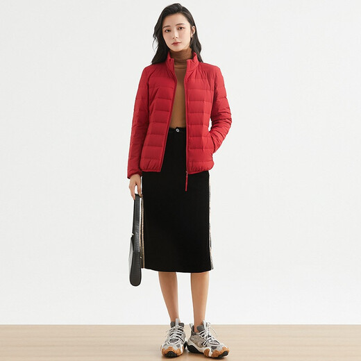 Yalu Lightweight Women's Short New Korean Style Duck Down Casual Thin Jacket Down Jacket AP Dark Red M/160