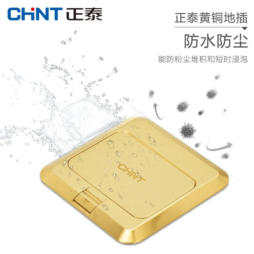 开关插座地插插座弹起式黄铜五孔方形地插家用地面插座（送底盒）