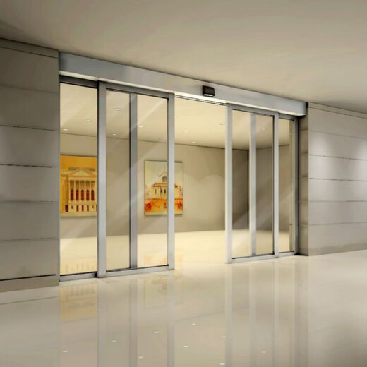 酒店办公楼写字楼自动感应平移门 商铺不锈钢框钢化玻璃感应门厂 茶色