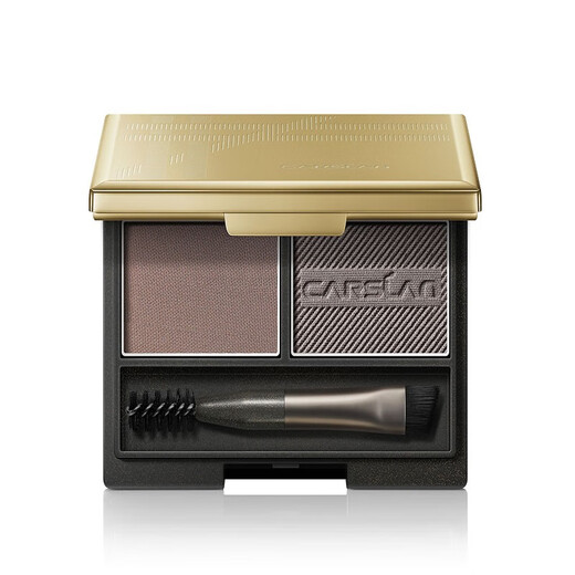 Carslan two-color eyebrow powder is easy to waterproof and sweat-proof, not easy to smudge and not easy to fade, eye shadow all-in-one cream for beginners 02 gray brown (color development and long-lasting makeup)