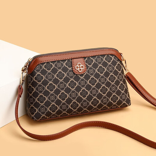 Changyin Fashion Mom Bag 2023 Chinese Valentine's Day Middle-aged Crossbody Bag Shoulder Small Bag Hand Clutch Bag Coin Mobile Phone Bag Brown