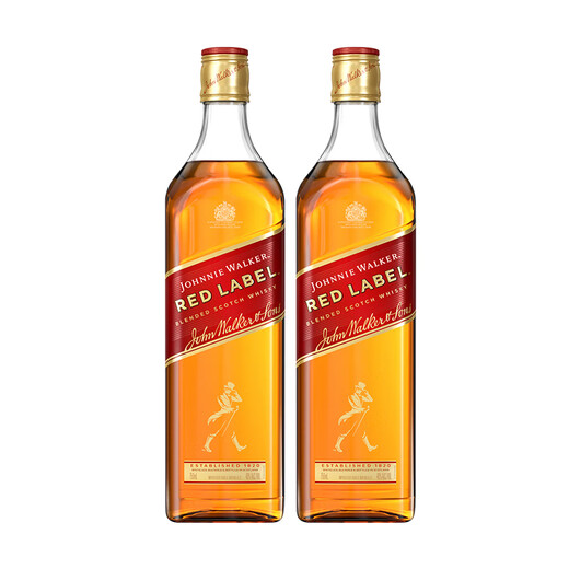 尊尼获加（JOHNNIE WALKER）黑牌黑方 苏格兰调和调配型威士忌酒 原瓶进口 洋酒 尊尼获加红牌 1000mL 2瓶 -裸瓶