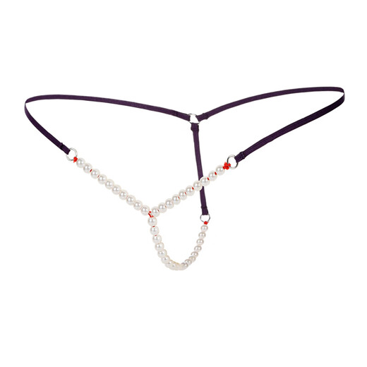 Sexy Pearl Panties T-string Lace Temptation Transparent T-Pants Women's Y-Shaped Open No-Revealing Hairy Panties Sexy Purple 160